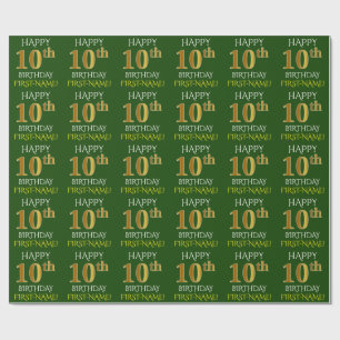 Grünen Sie, Imitat-Gold "GLÜCKLICHER 10. Geschenkpapier