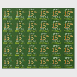 Grünen Sie, Imitat-Gold "GLÜCKLICHER 15. Geschenkpapier