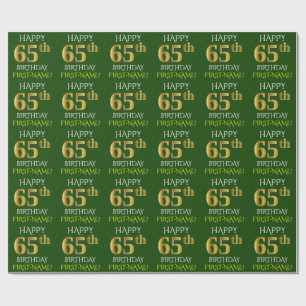 Grünen Sie, Imitat-Gold "GLÜCKLICHER 65. Geschenkpapier