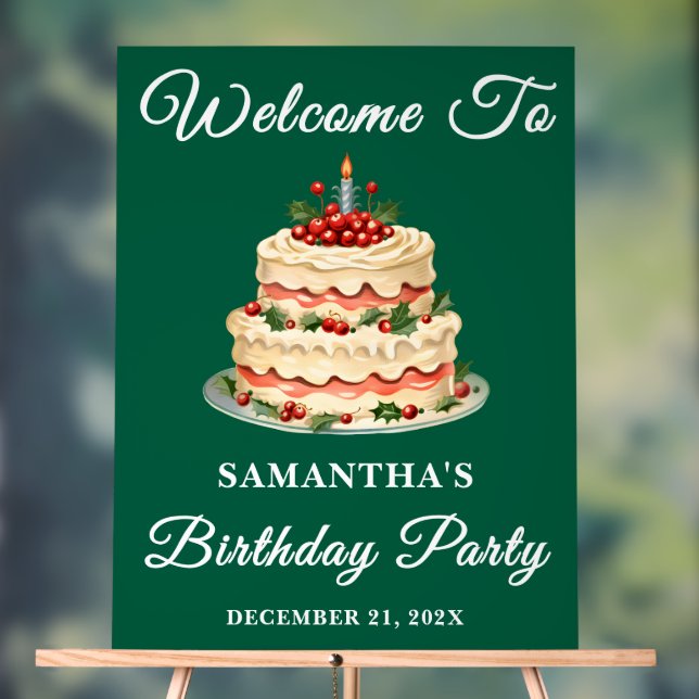 Grünen Skript Weihnachtsfeier Willkommen Acrylschild (Neutral)