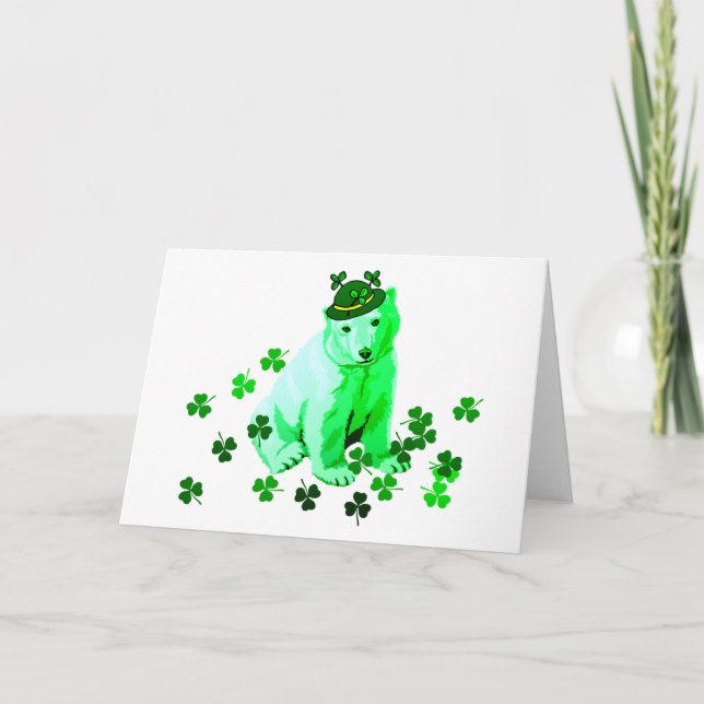 Grünen St Patrick Eisbär Karte (Vorderseite)