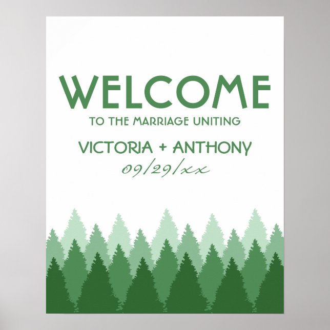 Grünen Wald Range Wald Hochzeit Willkommen Poster (Vorne)