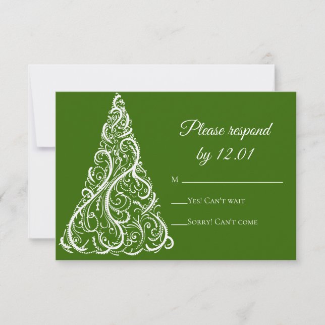Grünen Weihnachtsbaum Winter Hochzeit UAWG RSVP Karte (Vorderseite)