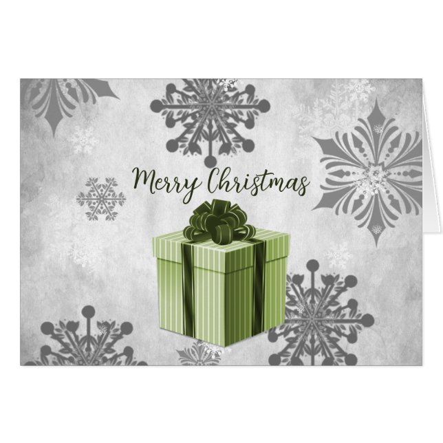 Grünen Weihnachtsgeschenk Weihnachtskarte (Vorderseite (Horizontal))