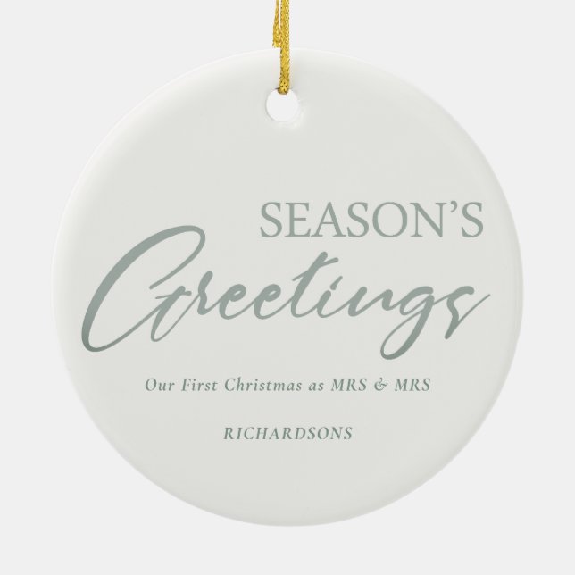 Grünen Weihnachtskranz Foto Jahreszeit Grüße Keramik Ornament (Hinten)