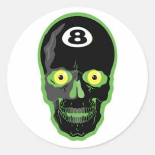 grüner 8-Ball-Schädel Runder Aufkleber
