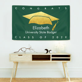 Grüner Abschluss mit moderner Goldkappe Banner