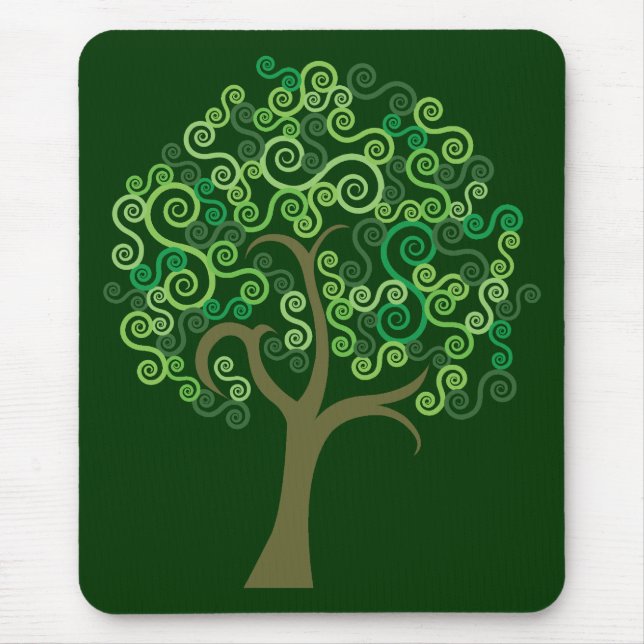 Grüner abstrakter Baum Mousepad (Vorne)
