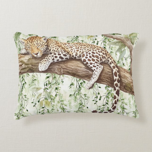Grüner Abstrakter Jungle Leopard Dekokissen (Vorderseite)