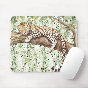 Grüner Abstrakter Jungle Leopard Mousepad