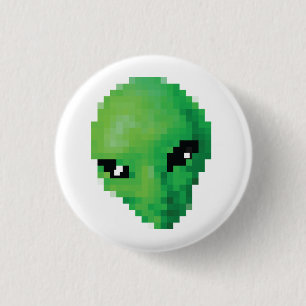 Grüner Alien-Knopf Button