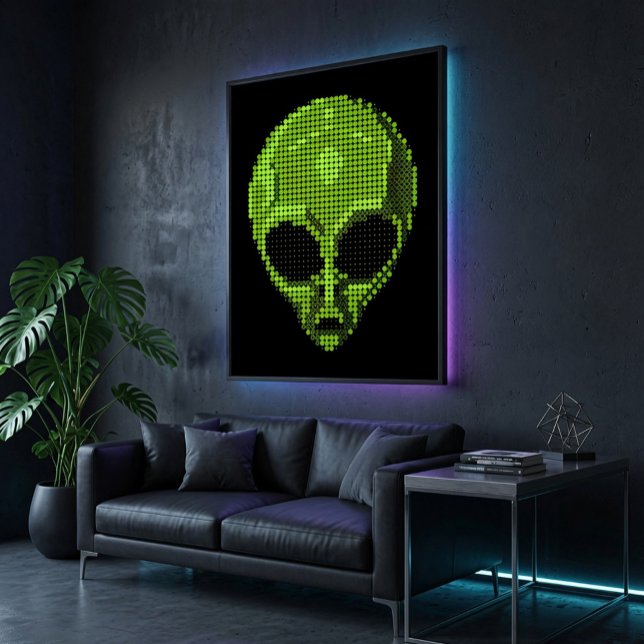 Grüner Alien-Kopf Glänzendes Poster (Von Creator hochgeladen)