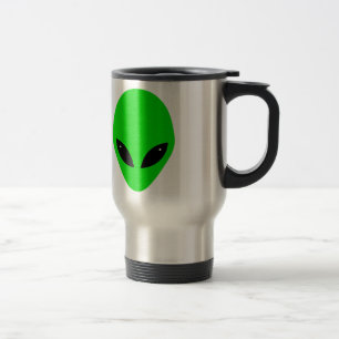 Grüner Alien Kopf Reisebecher