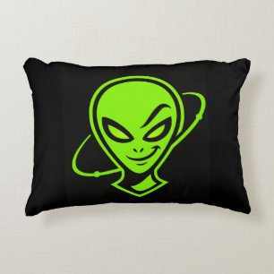 Grüner Alien Viel Glück  Dekokissen