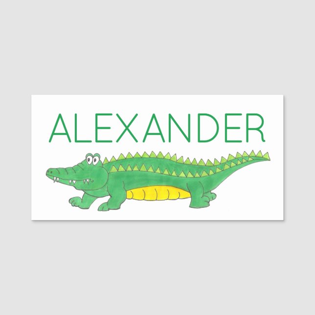 Grüner Alligator Krokodile Reptil Zootier Namensschild (Vorderseite)