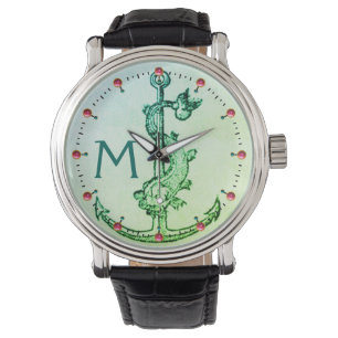 GRÜNER ANCHOR MIT NAUTISCHEN FISCHMONOGRAMM PINZEI ARMBANDUHR