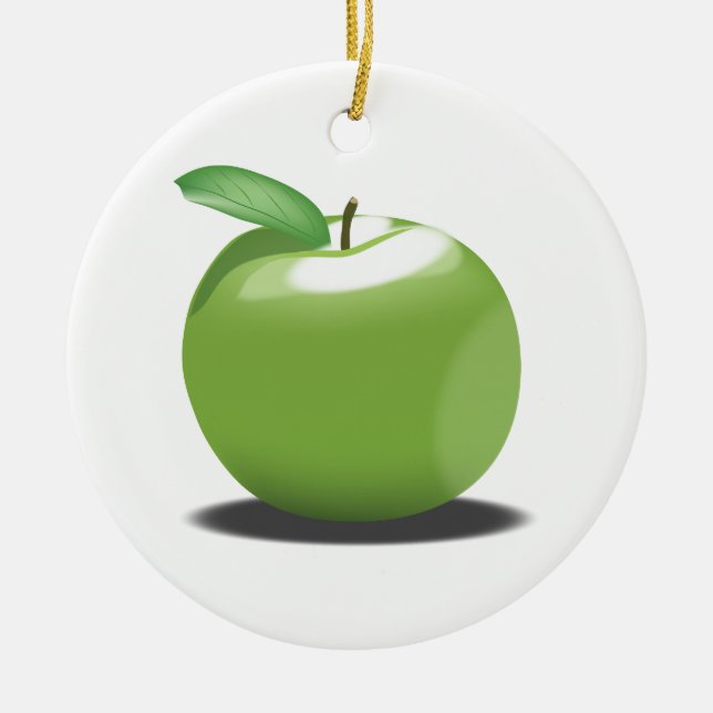 Grüner Apfel Keramik Ornament (Vorne)