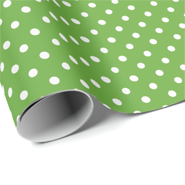 Grüner Apfel-Polka-Punkt-Muster Geschenkpapier (Rolleneckpunkt)