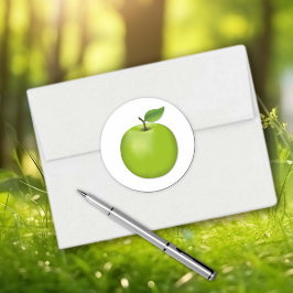 Grüner Apfel Runder Aufkleber