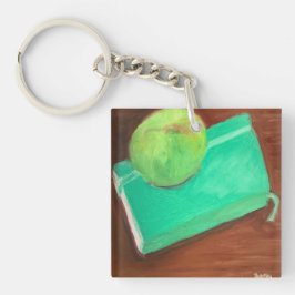 Grüner Apfel und Journal Schlüsselanhänger