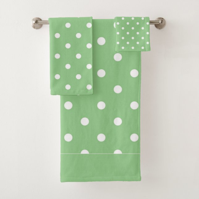 Grüner Apple-Tupfen Badhandtuch Set (Insitu)