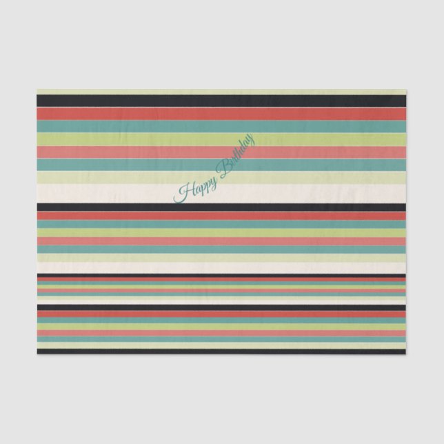 Grüner Aquamariner moderner Streifen Seidenpapier (Vorderseite)