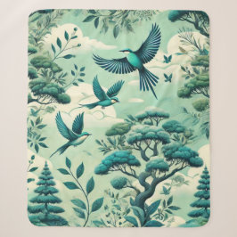 Grüner Aquamariner Wald und Vogelmuster Sherpadecke