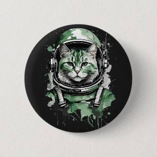 Grüner Astronaut Katzen Splash Button