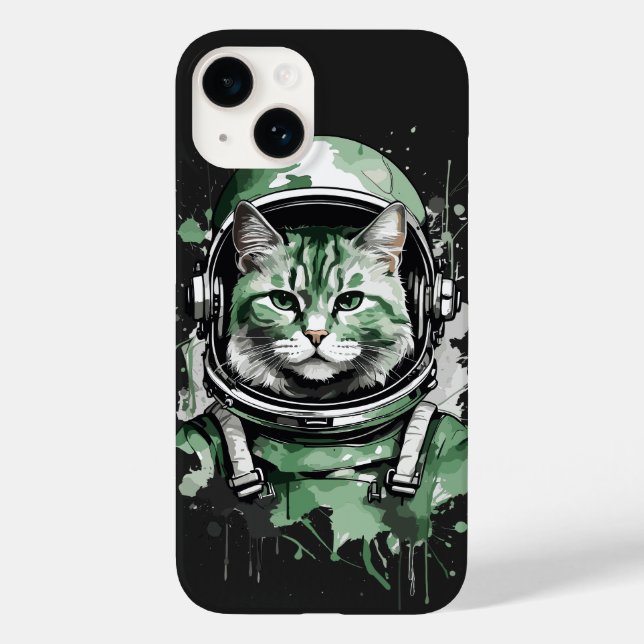 Grüner Astronautenkatze Case-Mate iPhone 14 Hülle (Rückseite)