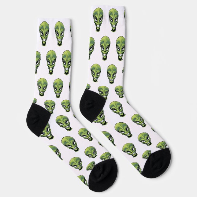 Grüner Außerirdischer Kopf Socken (Rechts)
