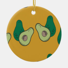 Grüner Avocado auf braun Keramik Ornament