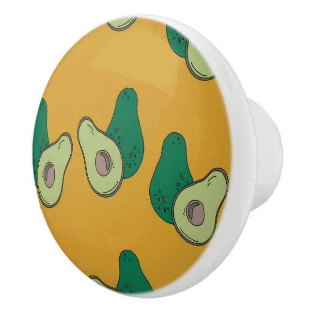 Grüner Avocado auf braun Keramikknauf (Rechts)