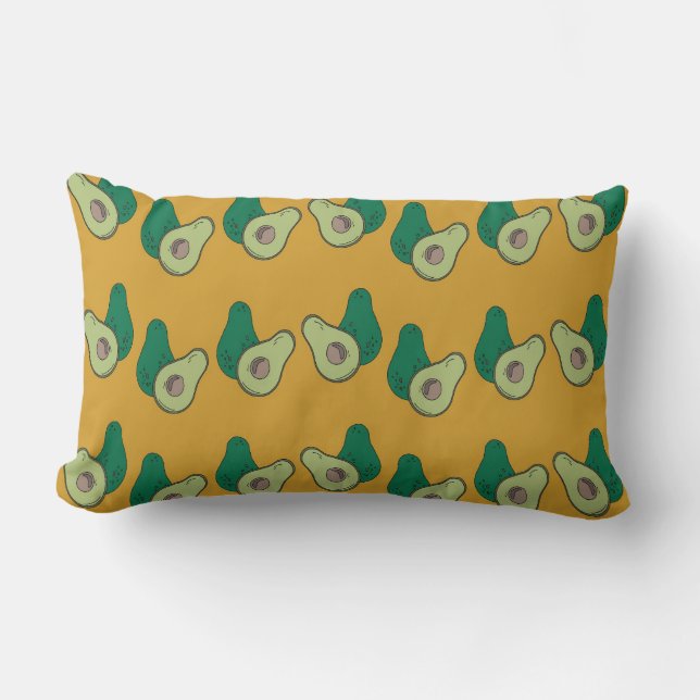 Grüner Avocado auf braun Lendenkissen (Vorderseite)