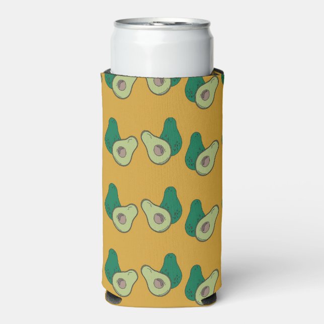 Grüner Avocado auf braun Selters Dosenkühler (Seltzer Vorderseite)