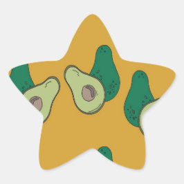 Grüner Avocado auf braun Stern-Aufkleber