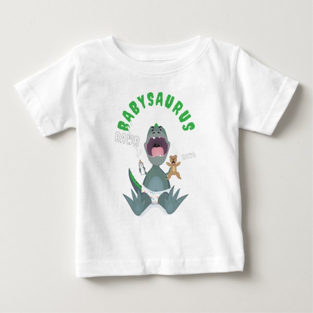 Grüner Babysaurus T-Rex  Baby T-shirt (Vorderseite)