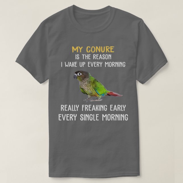 Grüner Backenfisch Weckte Früherer Papagei T-Shirt (Design vorne)