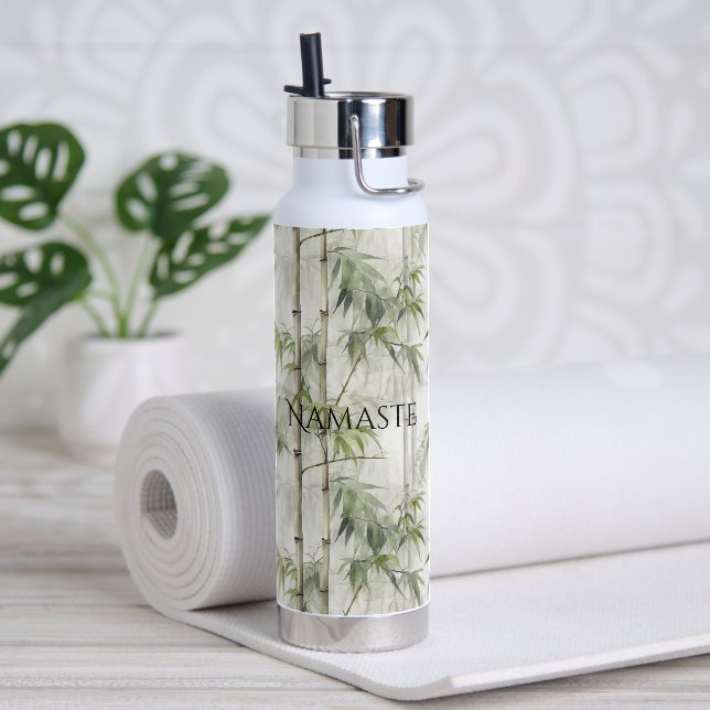 Grüner Bambus Achtsamkeits-Yoga Trinkflasche (Yoga)