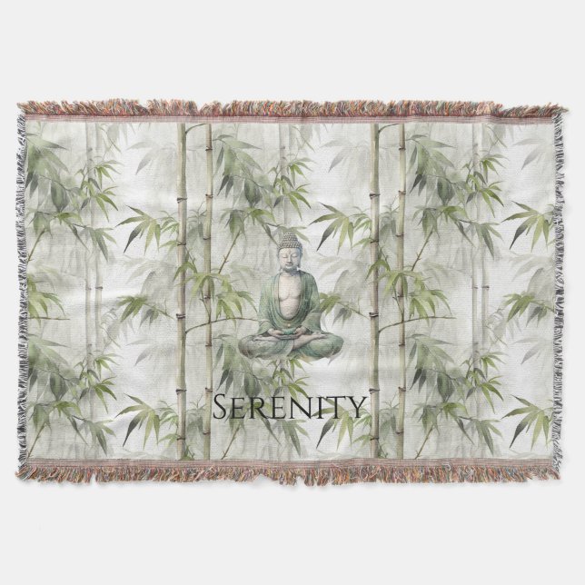Grüner Bambus Serenity Buddha Decke (Vorderseite)