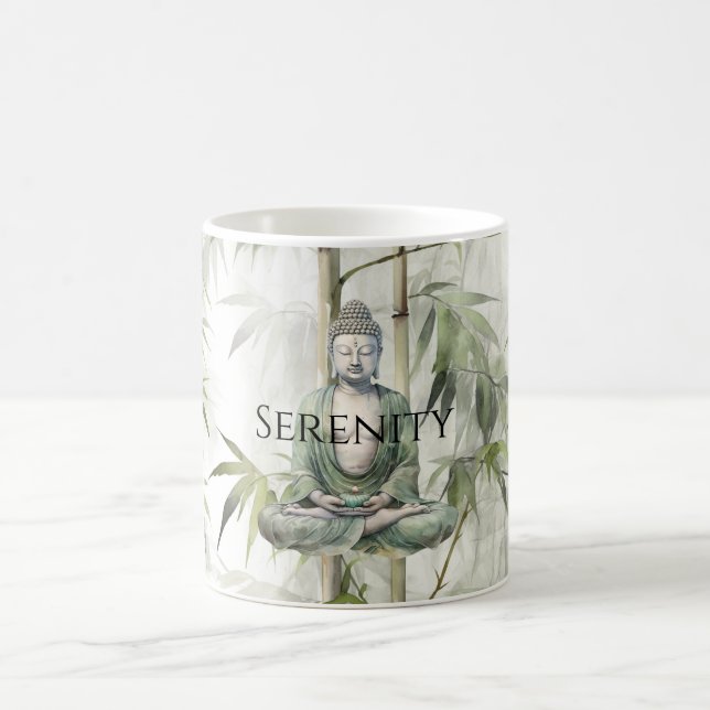 Grüner Bambus Serenity Buddha Kaffeetasse (Mittel)