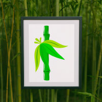 Grüner Bambusstalk mit tropischen Blätter