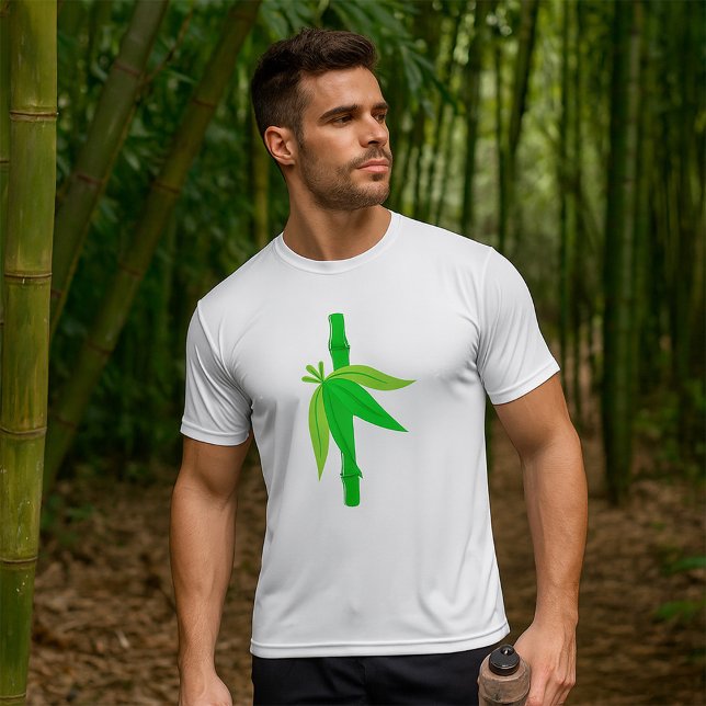 Grüner Bambusstalk mit tropischen Blätter T-Shirt (Von Creator hochgeladen)