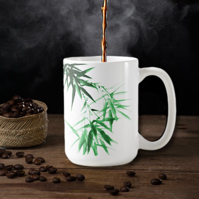Grüner Bambuszweig Kaffeetasse (Von Creator hochgeladen)