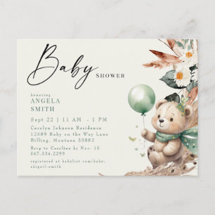 Grüner Bär Süße Pampas-Baby-Party Postkarte