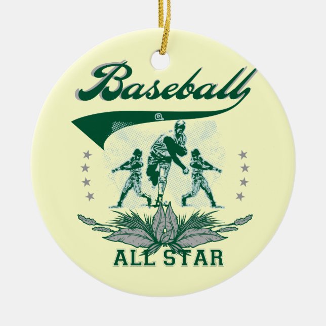Grüner Baseball alle Stern-T - Shirts und Keramikornament (Vorne)