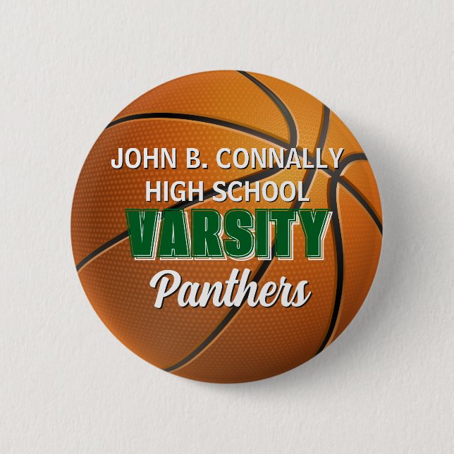 Grüner Basketball-Button für die Universitäts-Mann Button (Vorderseite)