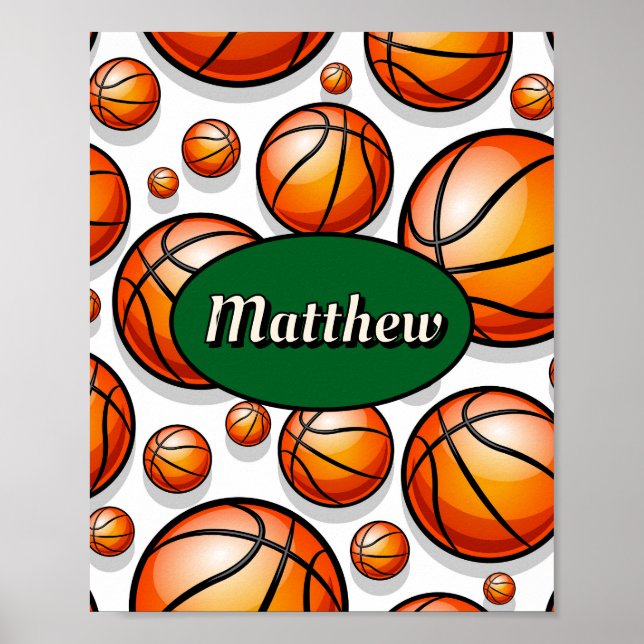 Grüner Basketball-Mustername  Poster (Vorne)