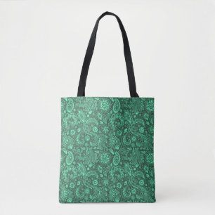 Grüner Batik-Boho-Stil floral Paisley-Muster Tasche