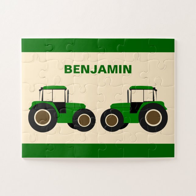Grüner Bauernhof Traktor Kinder Name (Horizontal)