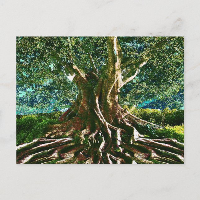 Grüner Baum des Lebens Postkarte (Vorderseite)